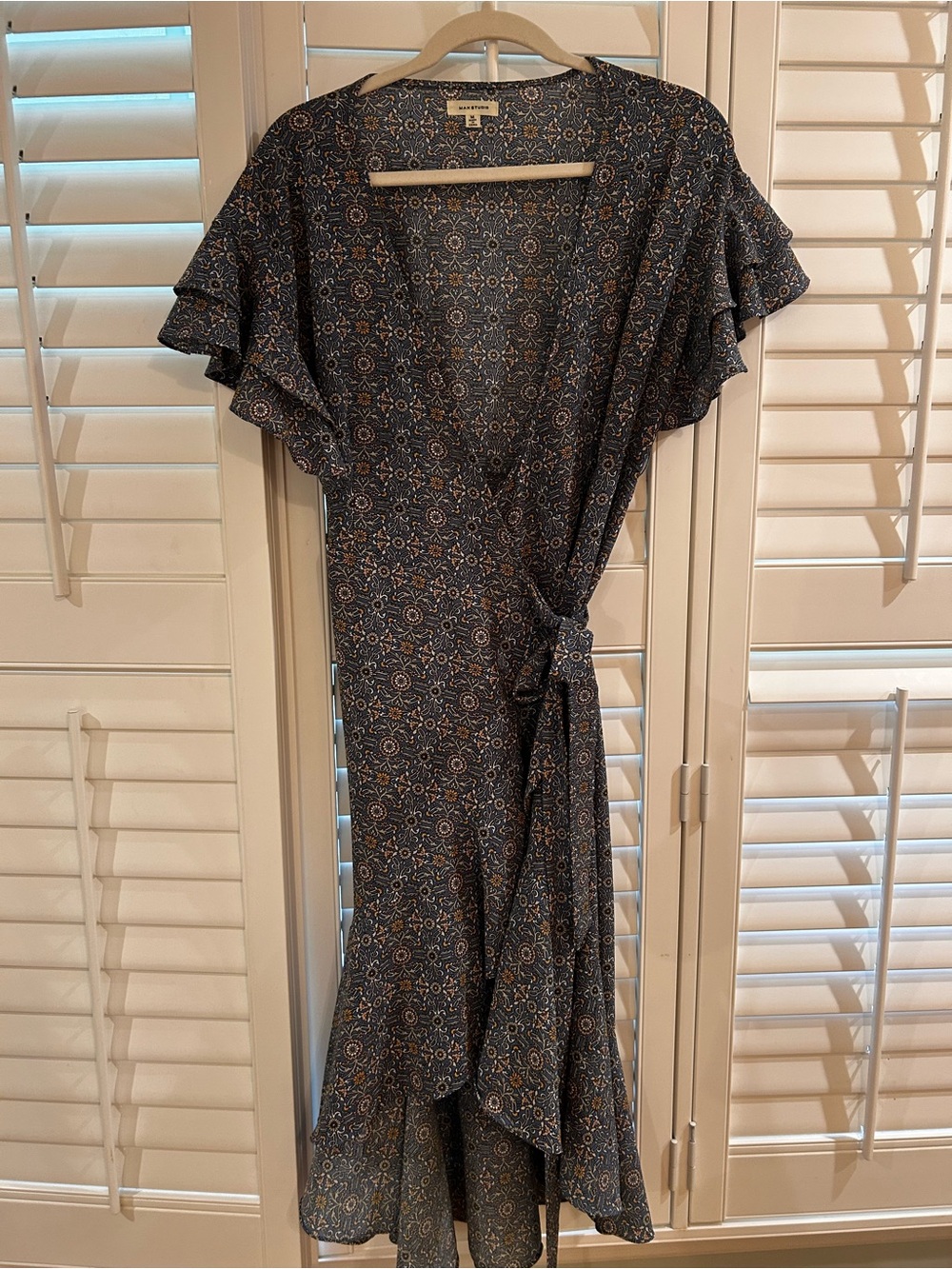 Max Studio Floral Wrap Dress with Ruffle Sleeve